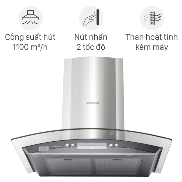 Máy hút mùi kính cong Sunhouse SHB6626